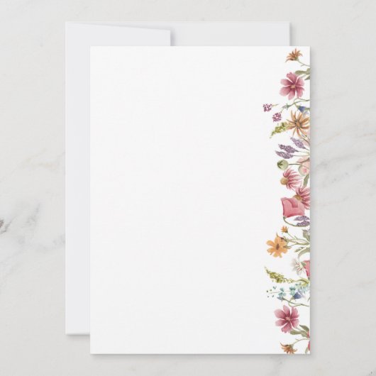 水カラーフローラワイルドフラワー庭園の結婚式 招待状 (裏面)