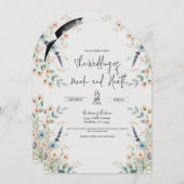 水カラーフローラワイルドフラワー春の結婚式 招待状 (正面/裏面)
