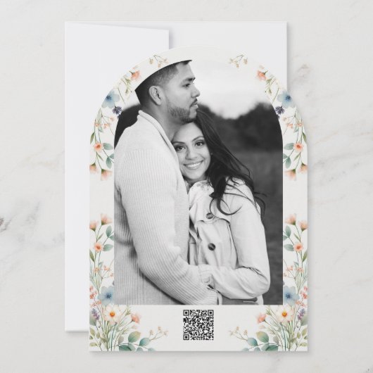 水カラーフローラワイルドフラワー春の結婚式 招待状 (裏面)