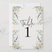 水カラーフローラワイルドフラワー春テーブル番号 招待状 (裏面)