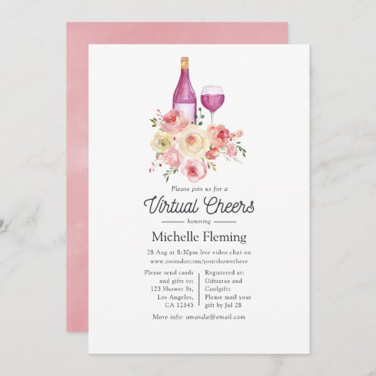 水カラーフローラワインでバーチャルシャワーを浴びる 招待状 (正面/裏面)