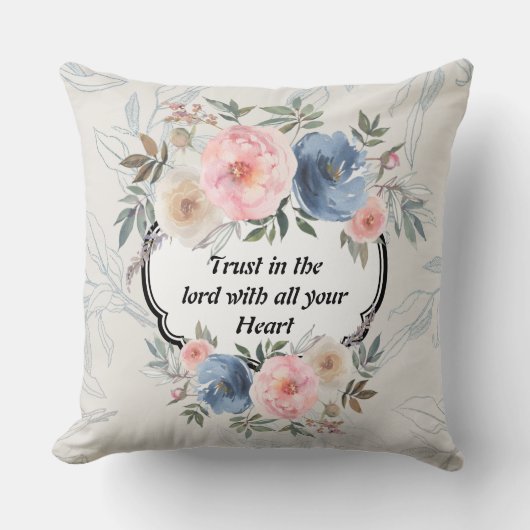 水カラーフローラヴィンテージラグジュアリーピロー クッション (正面)