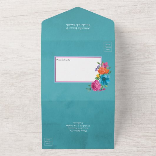 水カラーフローラ結婚フィエスタズオールインワンインヴィータ オールインワン招待状 (外側)