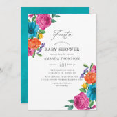 水カラーフローラ結婚フェスタの赤ちゃんシャワー 招待状 (正面/裏面)