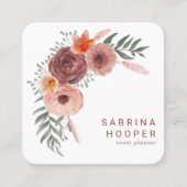 水カラーフローラ赤面錆の丸いコーナー スクエア名刺 (正面)