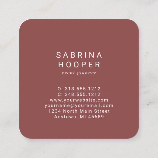 水カラーフローラ赤面錆の丸いコーナー スクエア名刺 (裏面)