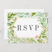 水カラーフローラ野生の緑の葉の結婚式RSVP インビテーションポストカード (正面/裏面)