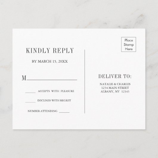 水カラーフローラ野生の緑の葉の結婚式RSVP インビテーションポストカード (裏面)