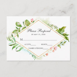 水カラーフローラ野生の緑の葉の結婚式RSVP 出欠カード