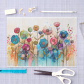 水カラーフローラ野生の花のデカお洒落ップ 薄葉紙 (クラフト)