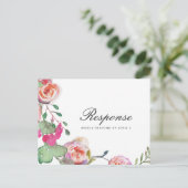 水カラーフローラRSVPと食事の選択 インビテーションポストカード (スタンド正面)