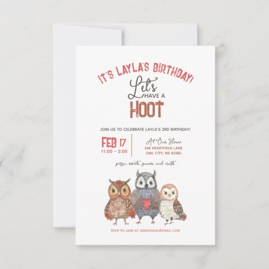 水カラーフールズガールズバースデーパーティー招待状 招待状 (正面)