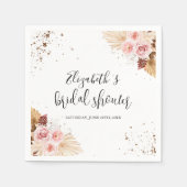 水カラーブライダルシャワーナプキンス |ボホフローラ スタンダードカクテルナプキン (正面)