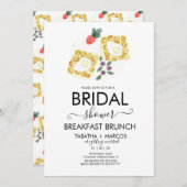 水カラーブライダルシャワー朝食エッグブランチ 招待状 (正面/裏面)