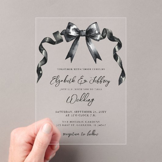 水カラーブラックボウコケモダンットシ結婚ック アクリル招待状 (インサイチュ (ポータブル))