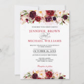 水カラーブルガンディレッドフローラ素朴ボー 招待状 (正面)