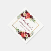 水カラーブルゴーニュフローラ金ゴールドボホブライダルシャワー スタンダードカクテルナプキン (角)