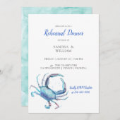 水カラーブルーカニ沿岸ブライダルシャワーインビタット 招待状 (正面/裏面)