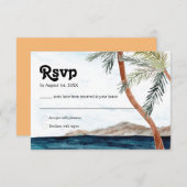 水カラープンタカナトロピカルビーチRSVPカード 出欠カード (正面/裏面)