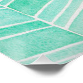 水カラーヘリンボーンアクアティール(緑がかった色)パターンスクエア ポスター (コーナー)