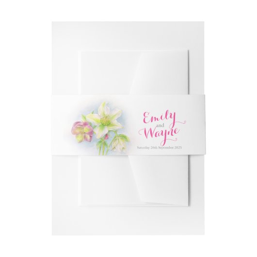 水カラーヘレボア春の花アート結婚ズ 招待状ベリーバンド (正面例)