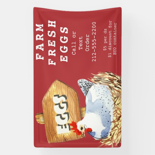 水カラーヘンファームフレッシュエッグスアウトドアバナー 横断幕 (縦)