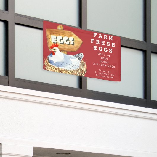 水カラーヘンファームフレッシュエッグスアウトドアバナー 横断幕 (ビルの外側)