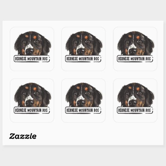 水カラーベルネーズマウンテンドッグスクエアステッカー スクエアシール (シート)