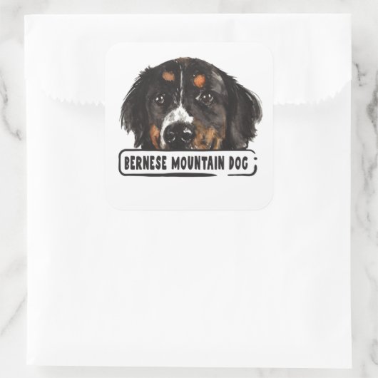 水カラーベルネーズマウンテンドッグスクエアステッカー スクエアシール (バッグ)