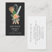 水カラーベーキングベイカー料理アメニスカスブラック 名刺 (正面/裏面)