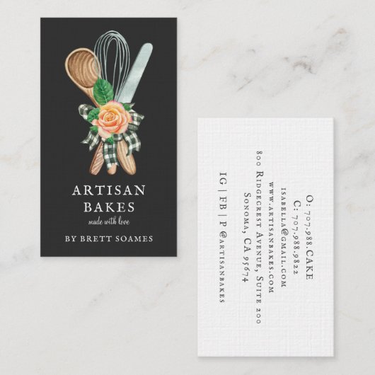 水カラーベーキングベイカー料理アメニスカスブラック 名刺 (正面/裏面)