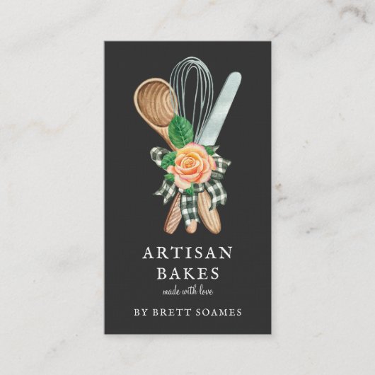 水カラーベーキングベイカー料理アメニスカスブラック 名刺 (正面)