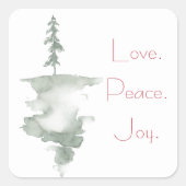 水カラーホリデーパインツリーステッカー スクエアシール (正面)