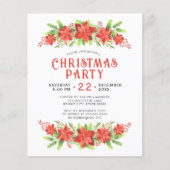 水カラーホリークリスマスパーティー予算招待状 (正面)