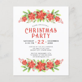 水カラーホリークリスマスパーティー予算招待状