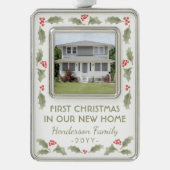 水カラーホリーニューホームフォト引っ越し祝いパーティーファースト シルバープレートフレームオーナメント (正面)