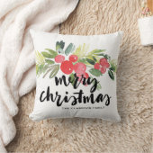 水カラーホリーブラシレタリングメリークリスマス クッション (ブランケット)