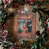 水カラーホリーメリークリスマスフォトさくらんぼウッド シーズンカード