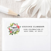 水カラーホリーリースハッピーニューイヤー2018 ラベル (インサイチュ)