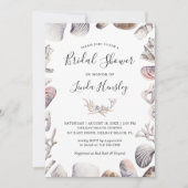 水カラーホワイトシーシェルビーチブライダルシャワー 招待状 (正面)
