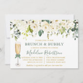水カラーホワイトフローラセージグリーンブライダルブランチ 招待状 (正面)