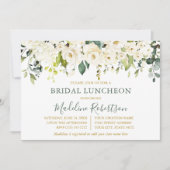 水カラーホワイトフローラセージ緑ブライダルルンチョン 招待状 (正面)