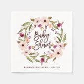 水カラーボヘミアフローラリースベビーシャワー スタンダードカクテルナプキン (正面)
