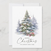 水カラーボヘミアンニュートラルブルークリスマスツリー シーズンカード (正面)