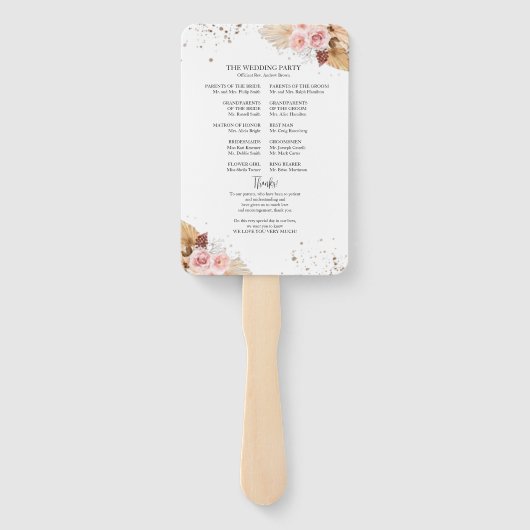 水カラーボホグリッター結婚式 プログラムハンドファン ハンドファン (裏面)