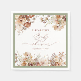 水カラーボホ秋フローラベビーシャワーナプキンズ スタンダードカクテルナプキン