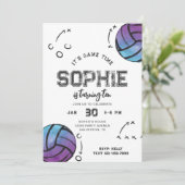 水カラーボレーボール誕生日招待状 招待状 (スタンド正面)