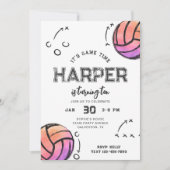 水カラーボレーボール誕生日招待状 招待状 (正面)