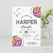 水カラーボレーボール誕生日招待状 招待状 (スタンド正面)