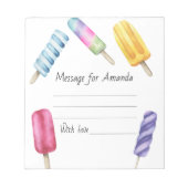 水カラーポピクル誕生日タイムカプセルメッセージ ノートパッド (正面)